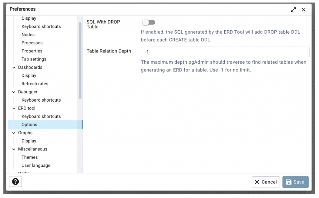 Create an ERD in pgAdmin 4 EDB